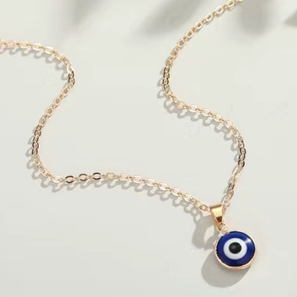 Gold Tone Evil Eye Necklace